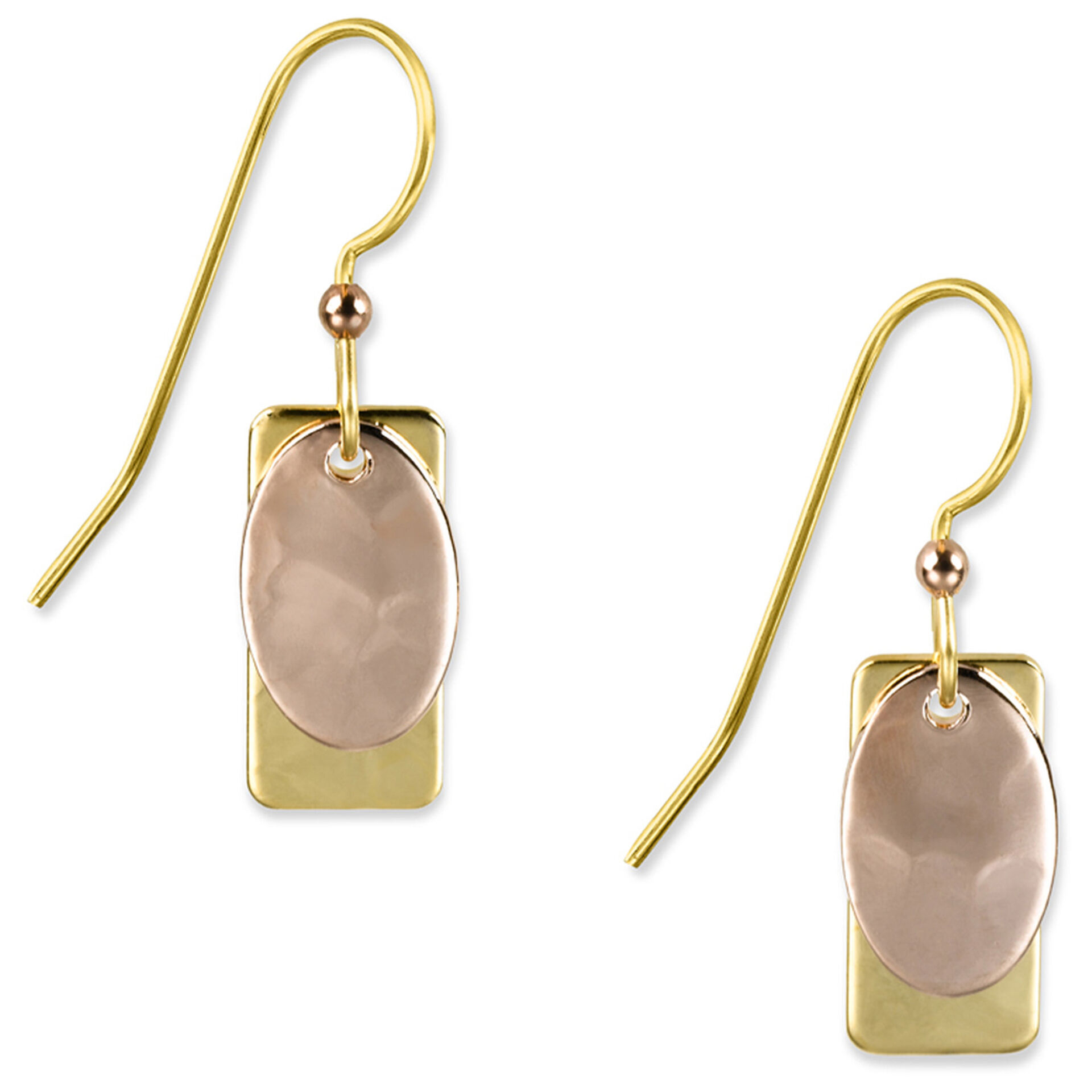 Rectangle and Oval Layered Metal Drop Earrings Jewelry Hallmark