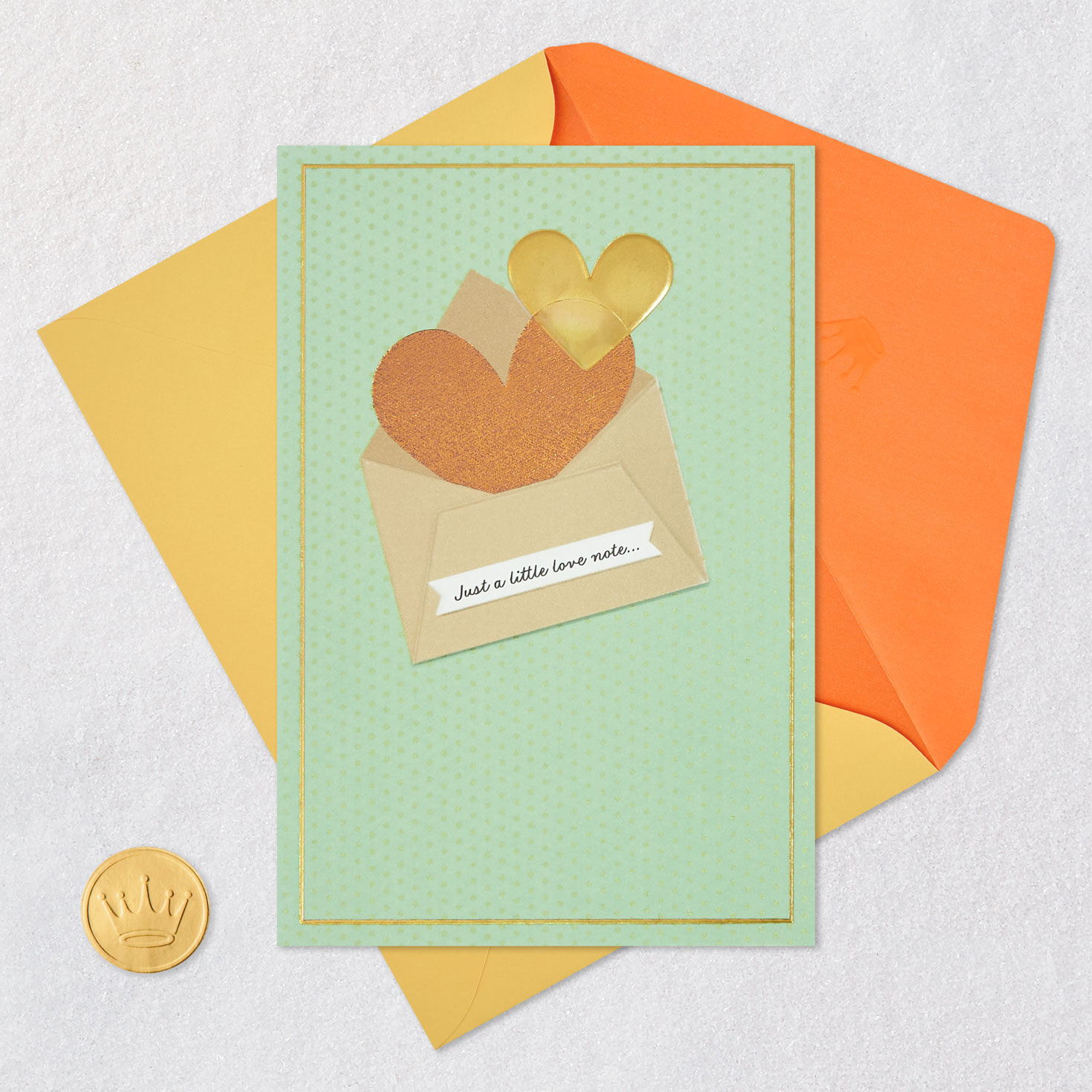 Hearts in Envelope Romantic Love Card Card Front with Envelope and Gold Seal image number 5