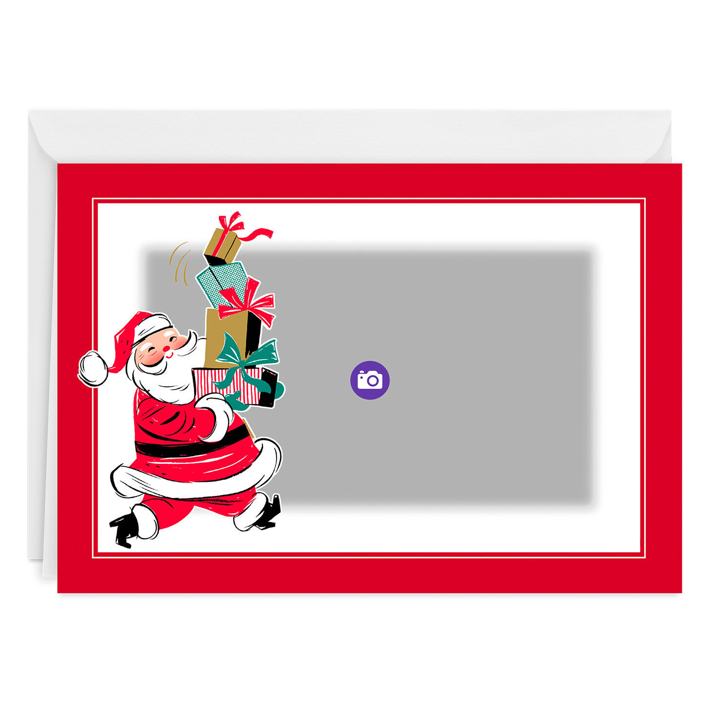 Vintage Santa With Gifts Custom Christmas Card, , large image number 3