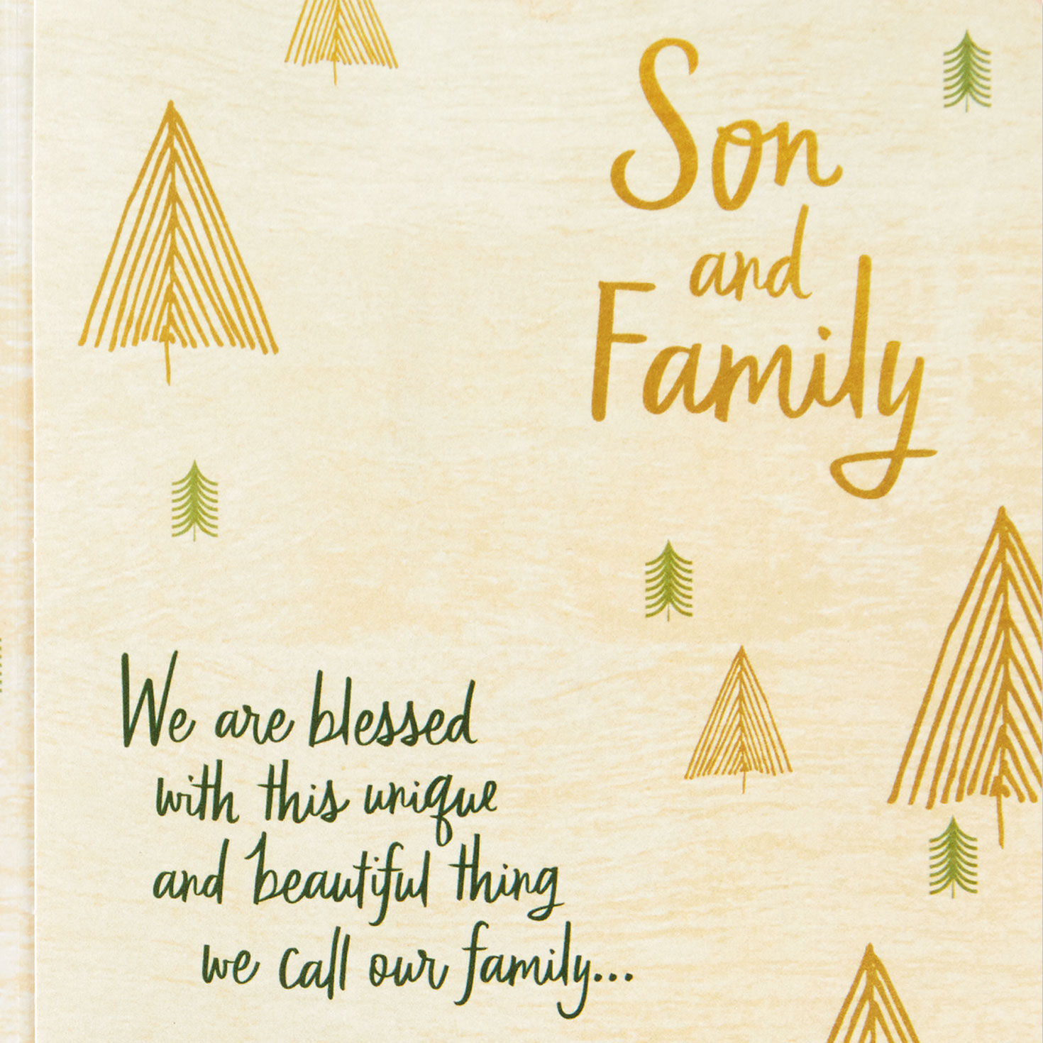 Green and Gold Trees Christmas Card for Son and Family Sentiment image number 2