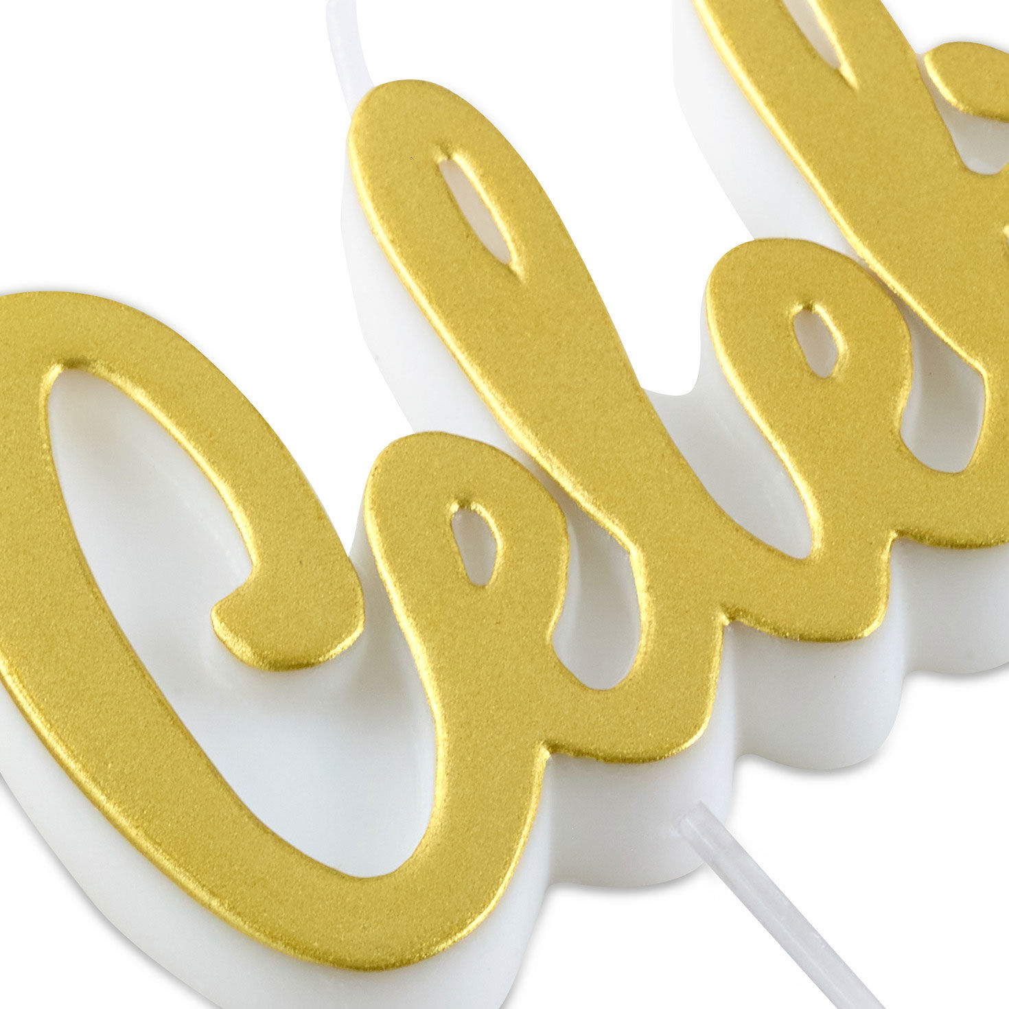 Script Gold Celebrate Grad or Birthday Candle closeup detail image number 4