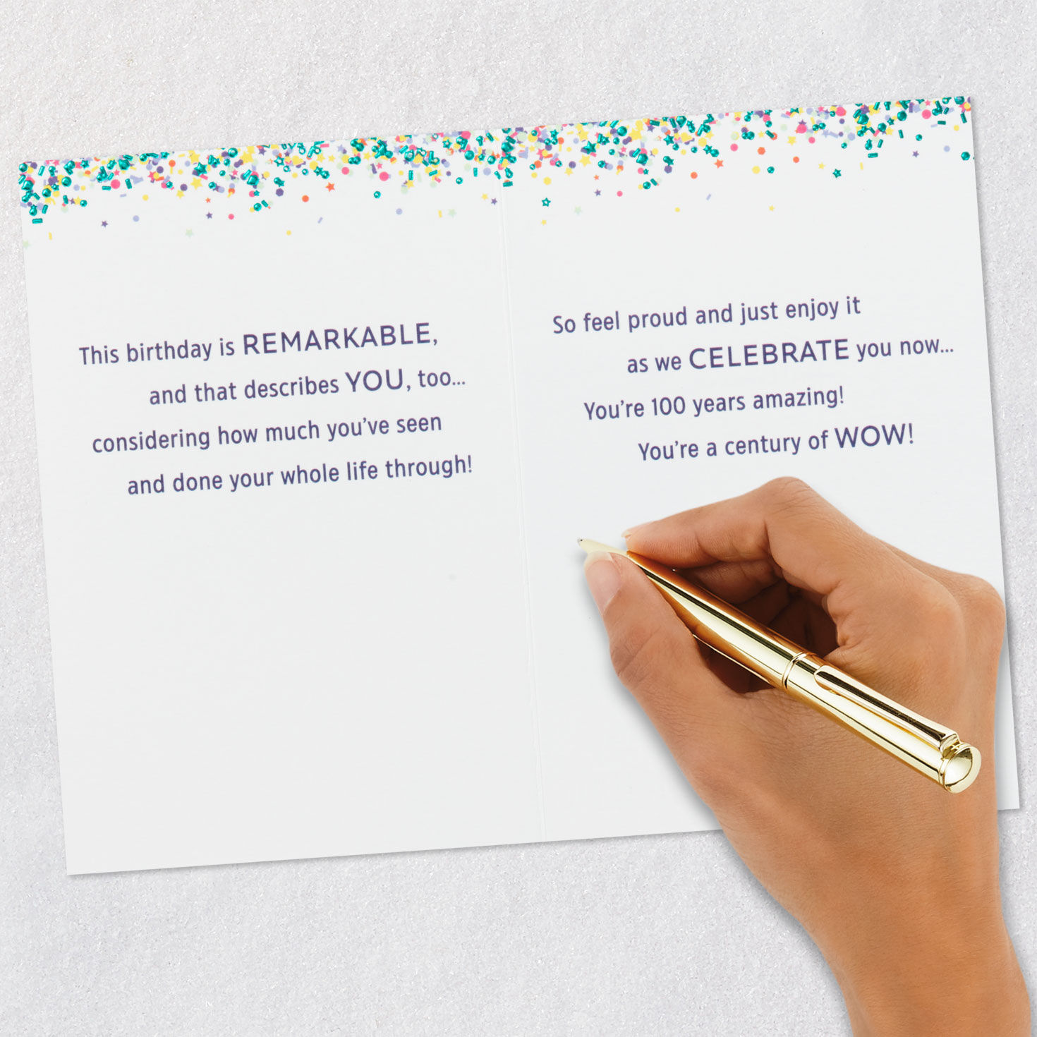 Silver Foil on Navy 100th Birthday Card Signing card image number 7