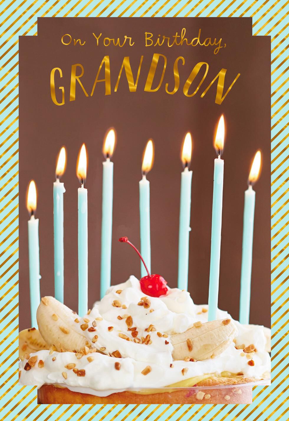 Sundae and Candles Birthday Card for Grandson