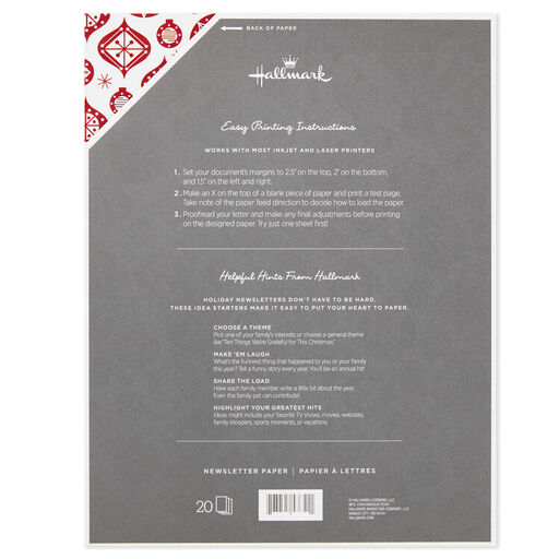 Merry Christmas Designed Stationery Sheets, Pack of 20, 
