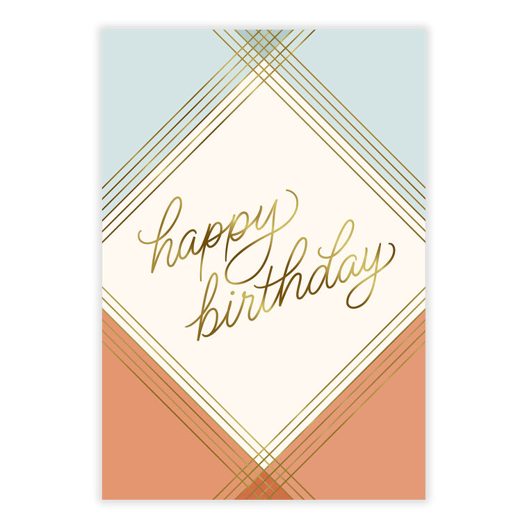 Blue Peach Geometric Personalized Birthday Card front image number 2