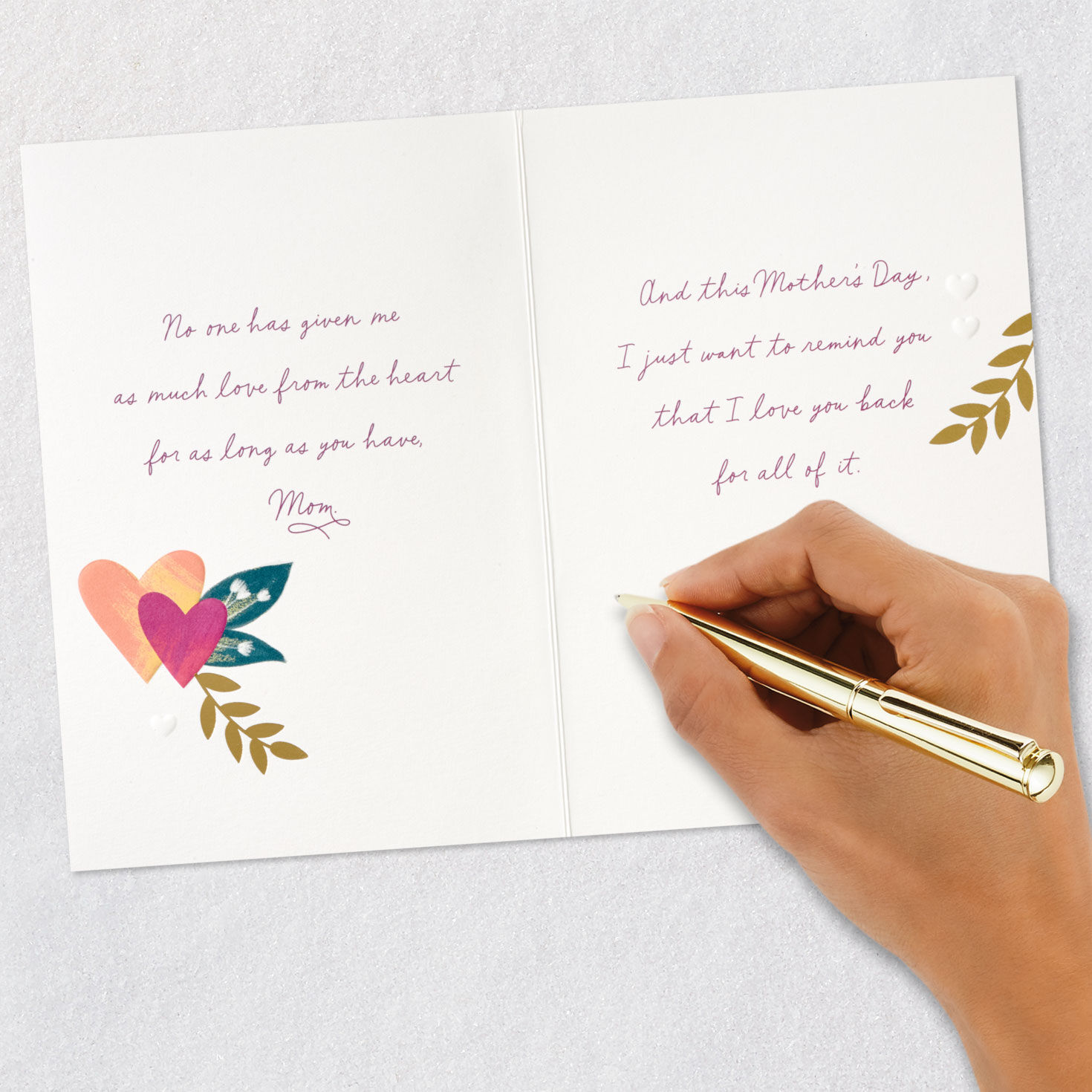 Hearts and Leaves Love You Mom Mother's Day Card  image number 7