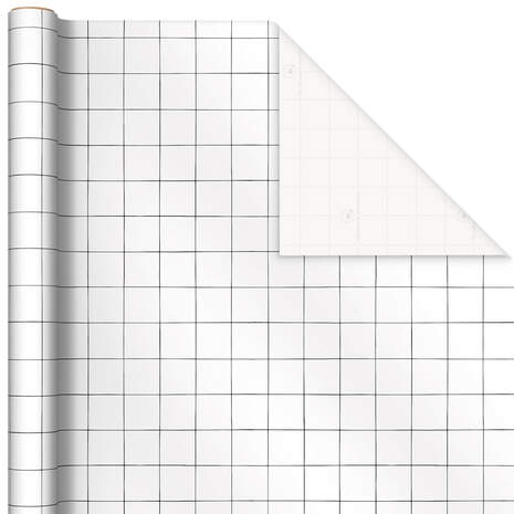 Black-and-White Windowpane Wrapping Paper, 17.5 sq. ft., , large
