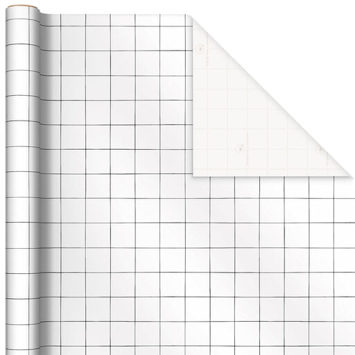 Black-and-White Windowpane Wrapping Paper, 17.5 sq. ft., 