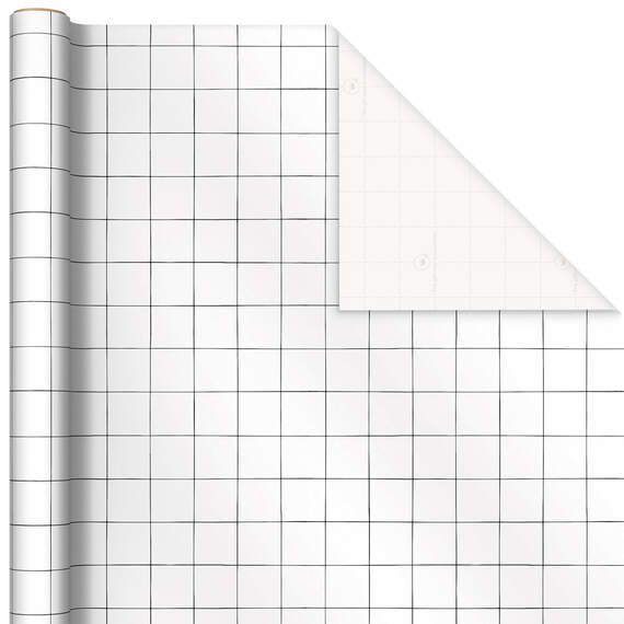 Black-and-White Windowpane Wrapping Paper, 17.5 sq. ft.