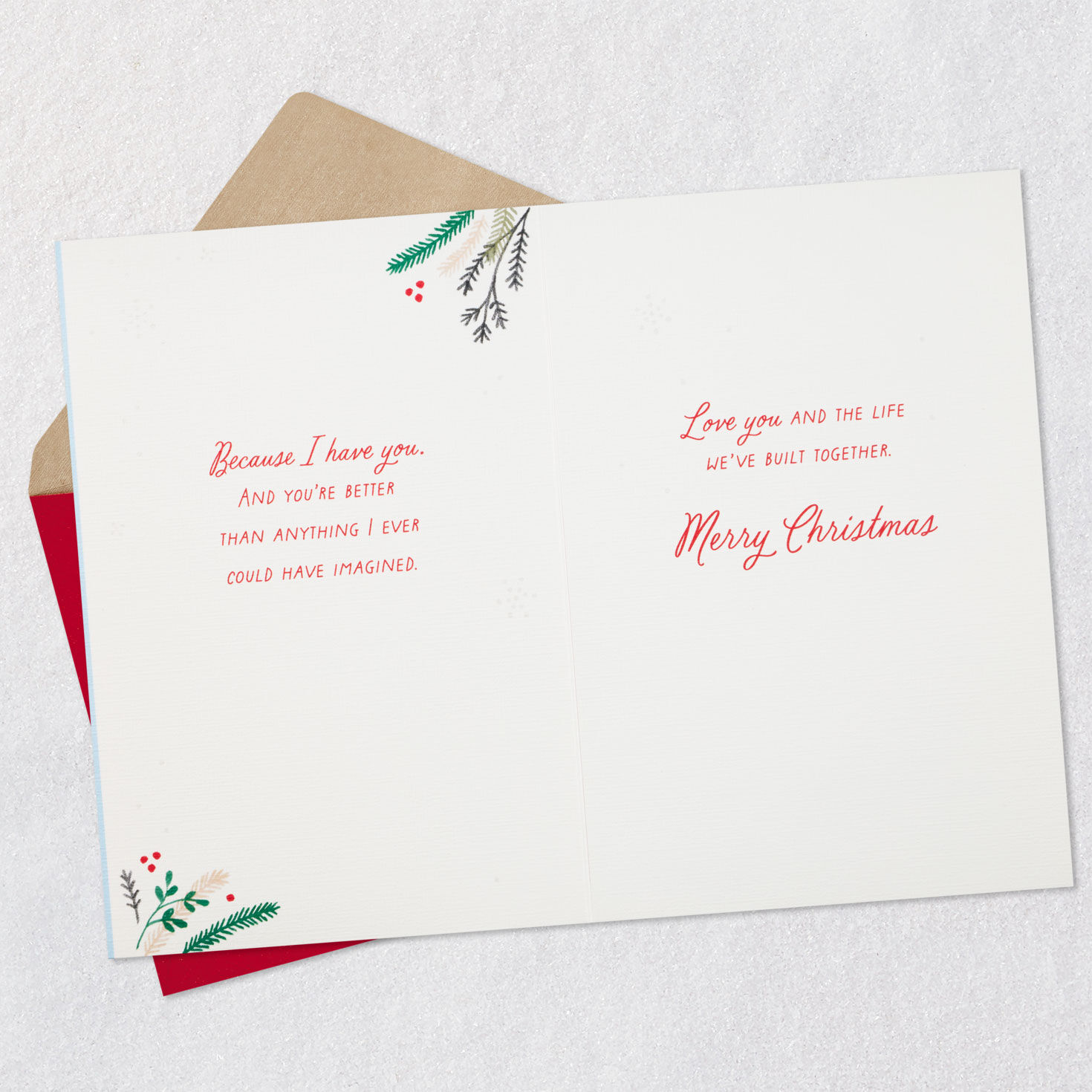 Cozy Home and Wreath Christmas Card for Wife Open card with envelope image number 4