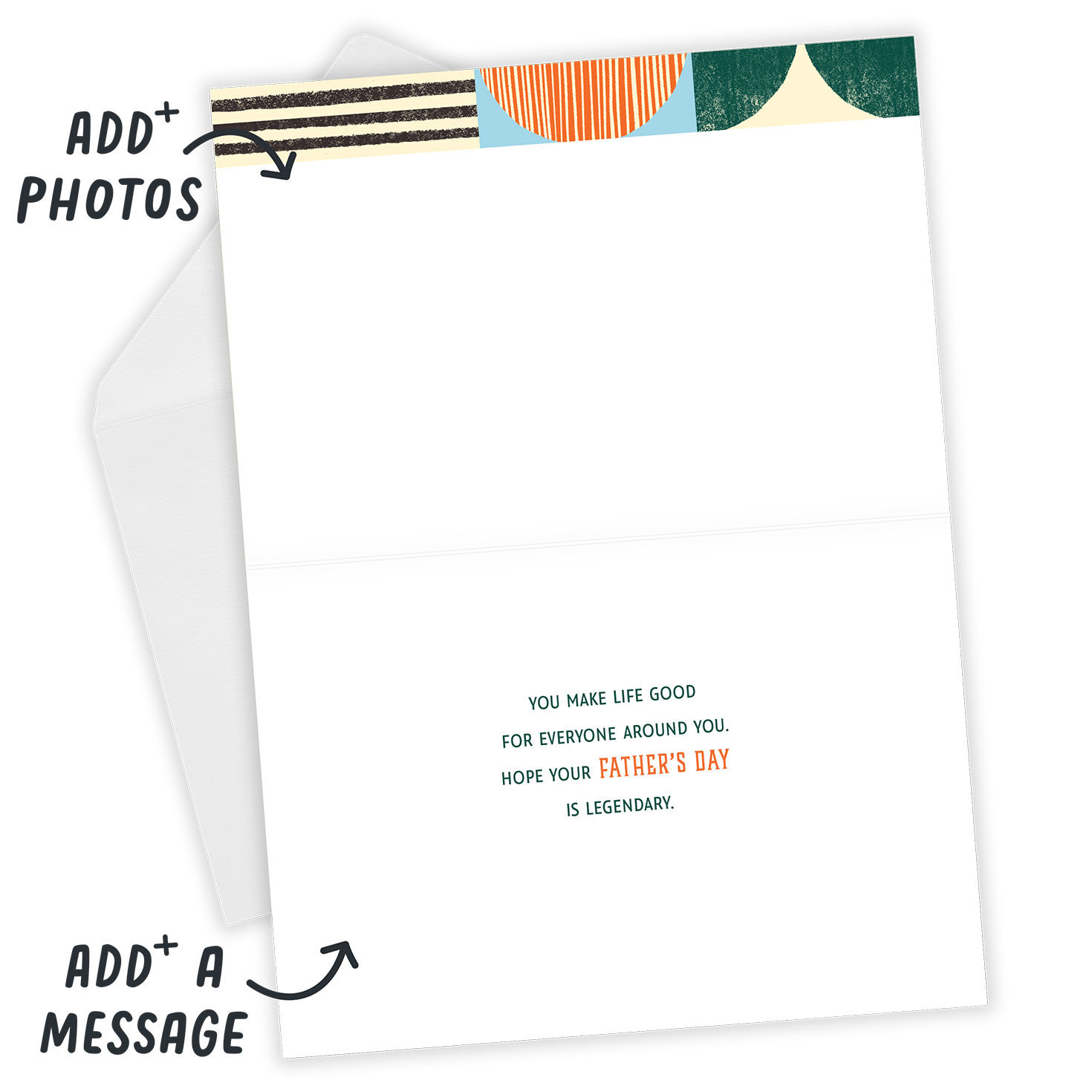 Bubble Letters Personalized Father's Day Card Open Card with Envelope indicating personalization image number 4