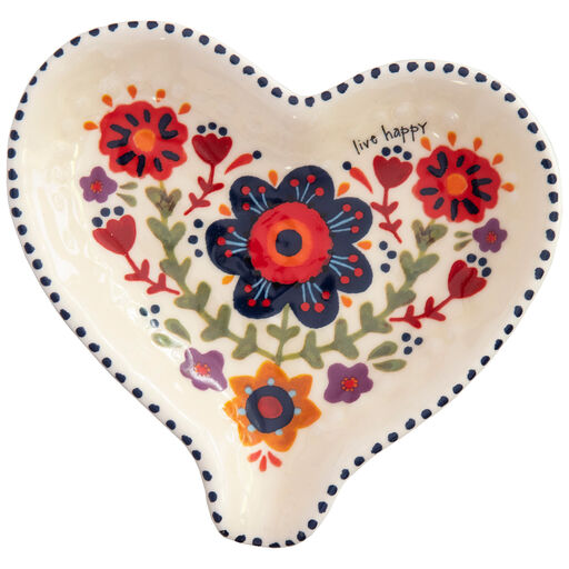 Natural Life Live Happy Floral Heart Spoon Rest, 