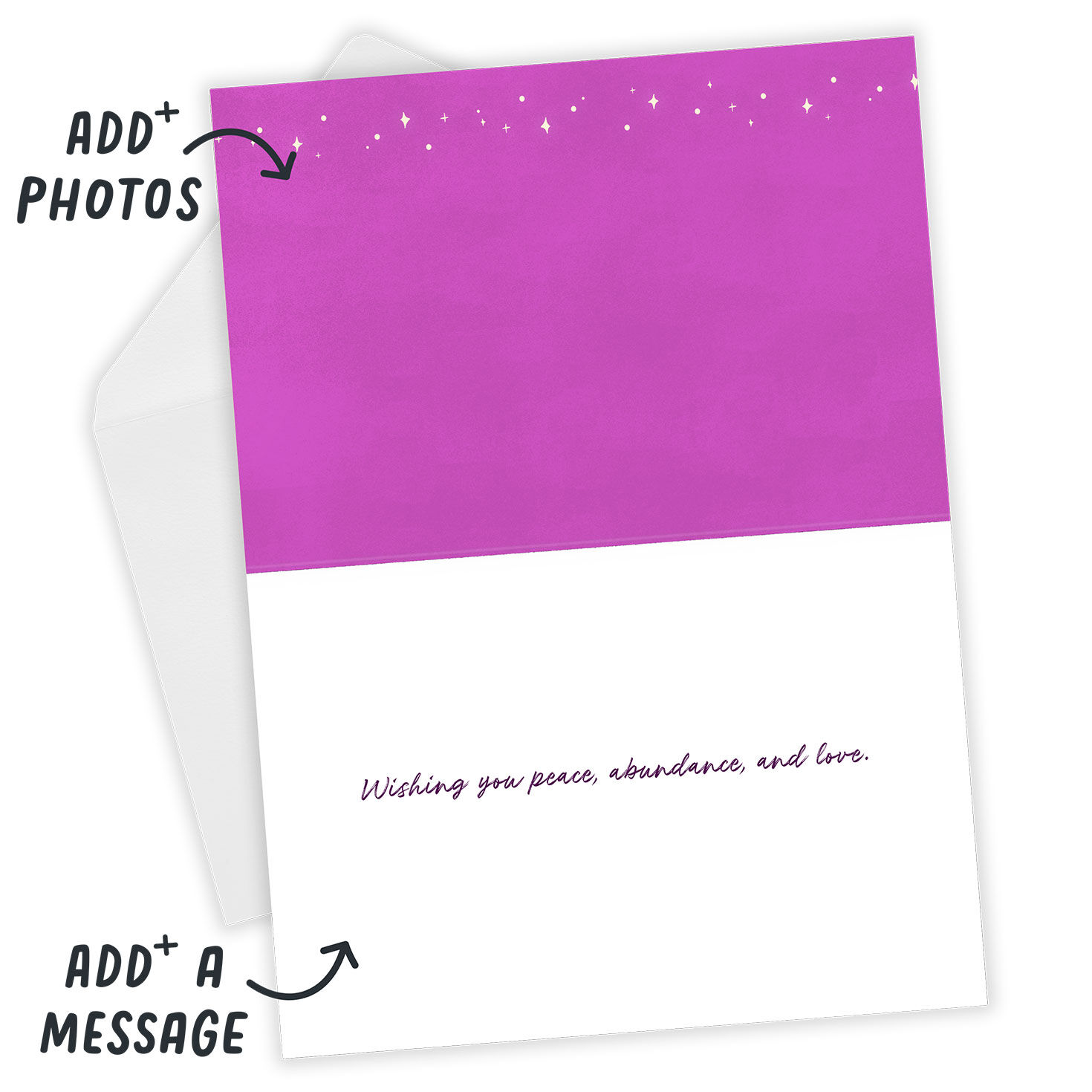 Tea Lights on Purple Personalized Diwali Card Open Card with Envelope indicating personalization image number 4