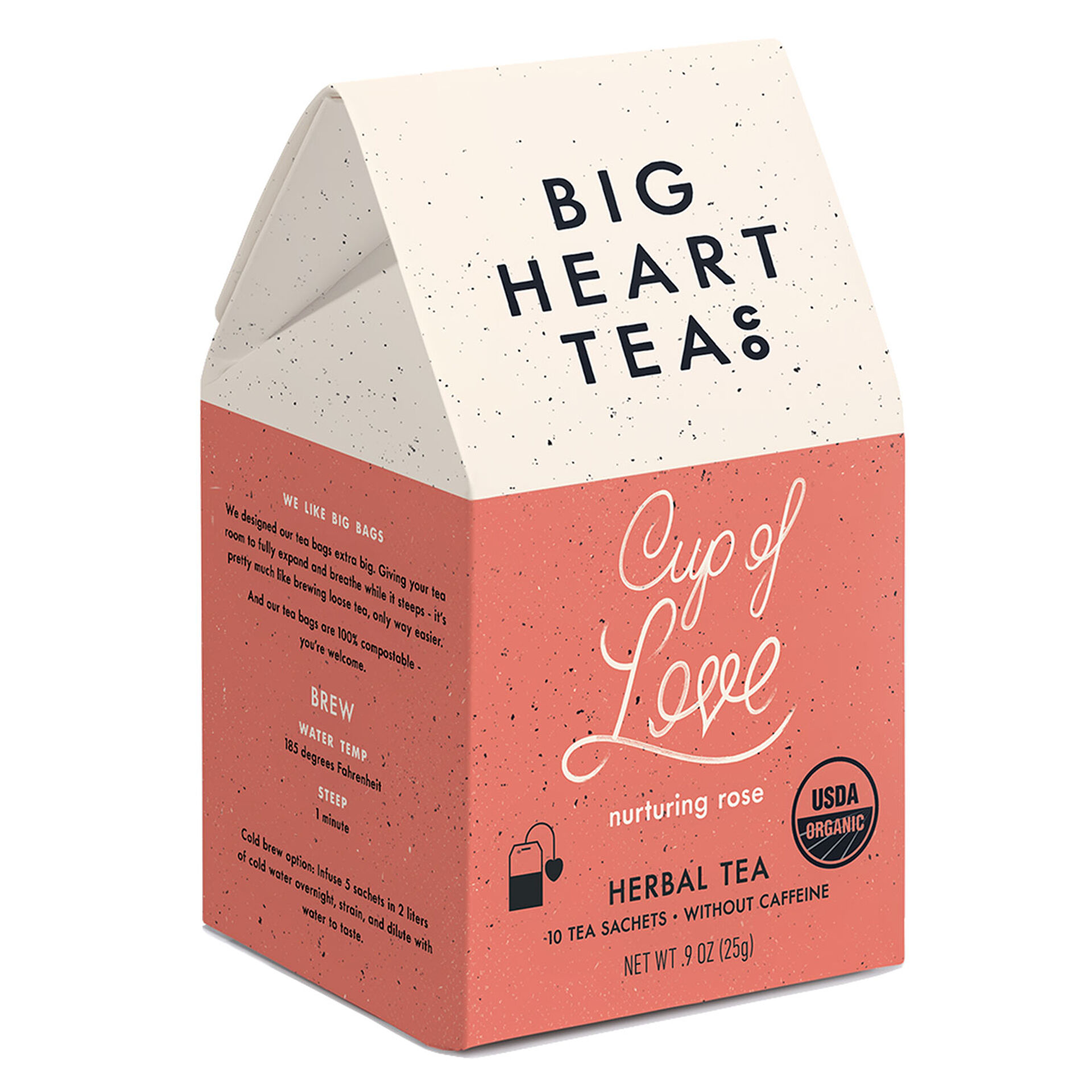 Big Heart Tea Co. Cup of Love Rose Herbal Tea, 10 Sachets Tea