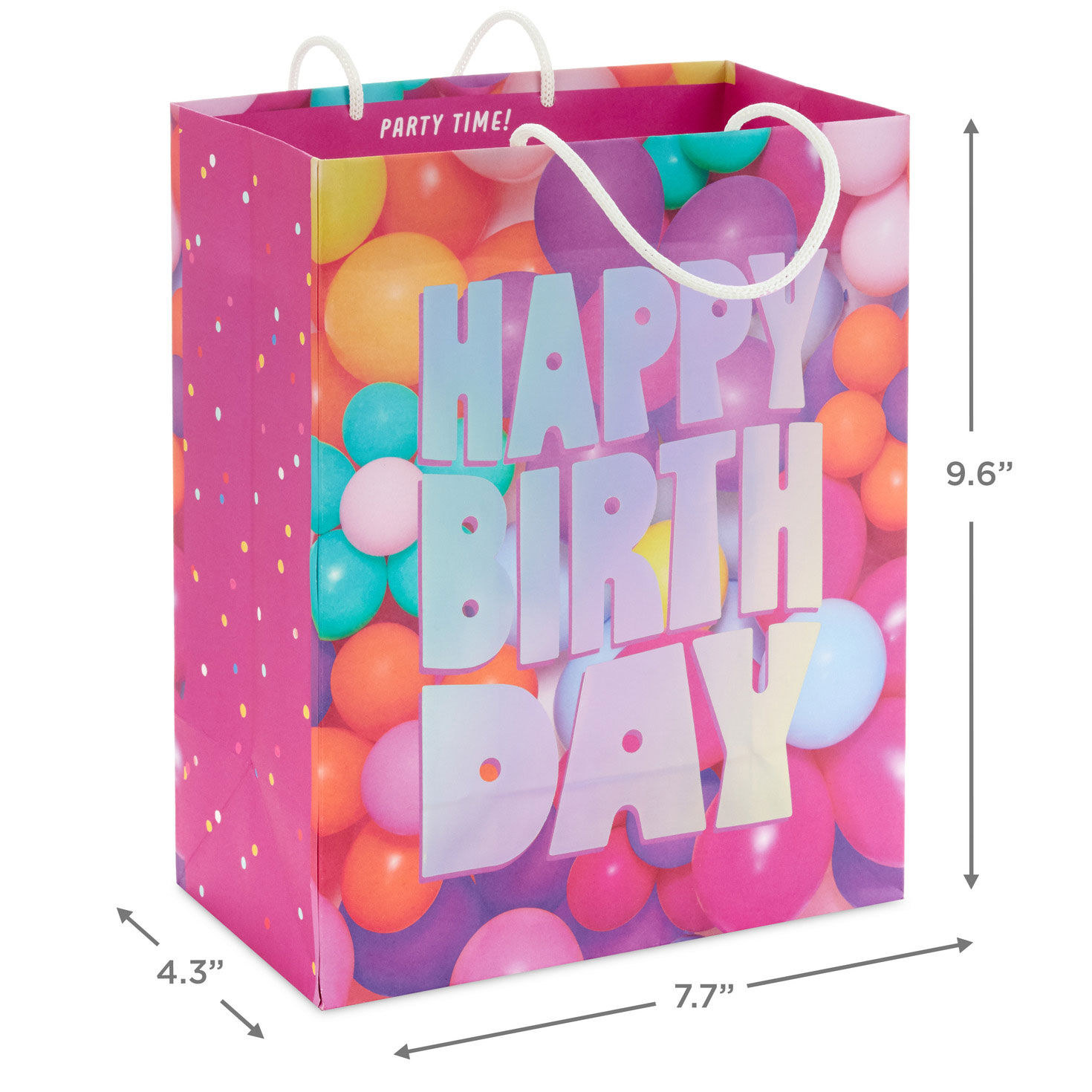 Flower Balloons Medium Birthday Gift Bag measurement image number 3