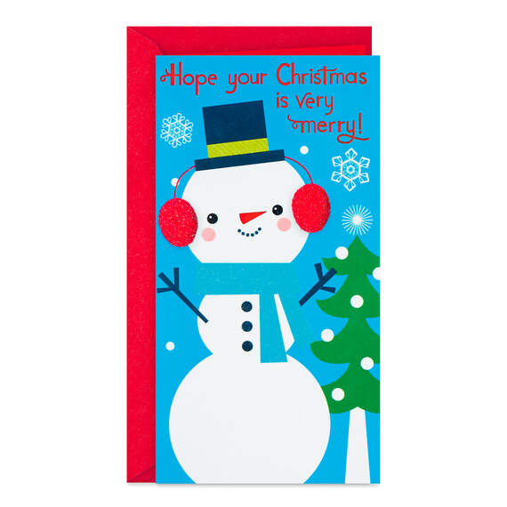 Very Merry Snowman Money Holder Christmas Card, , large image number 1