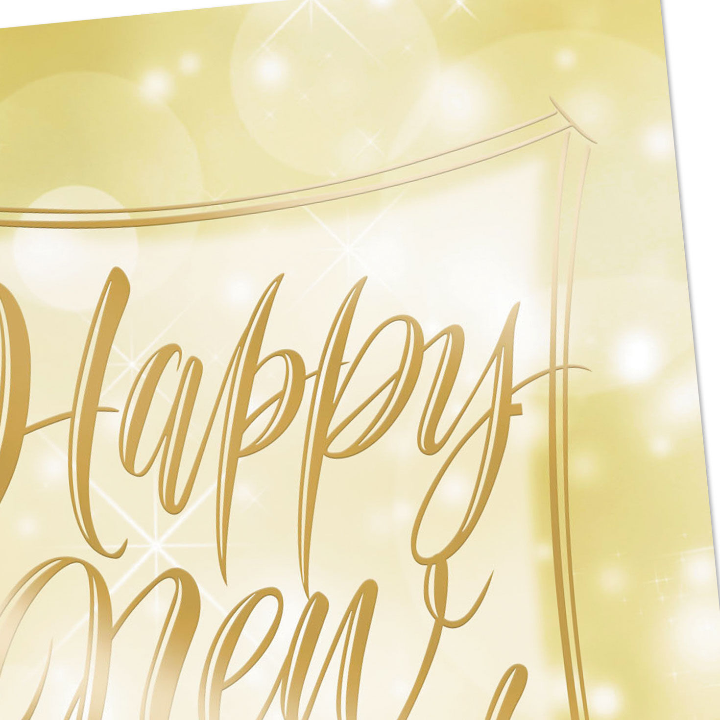 Bokeh Lights on Gold New Year Cards Pack Cover Detail image number 4
