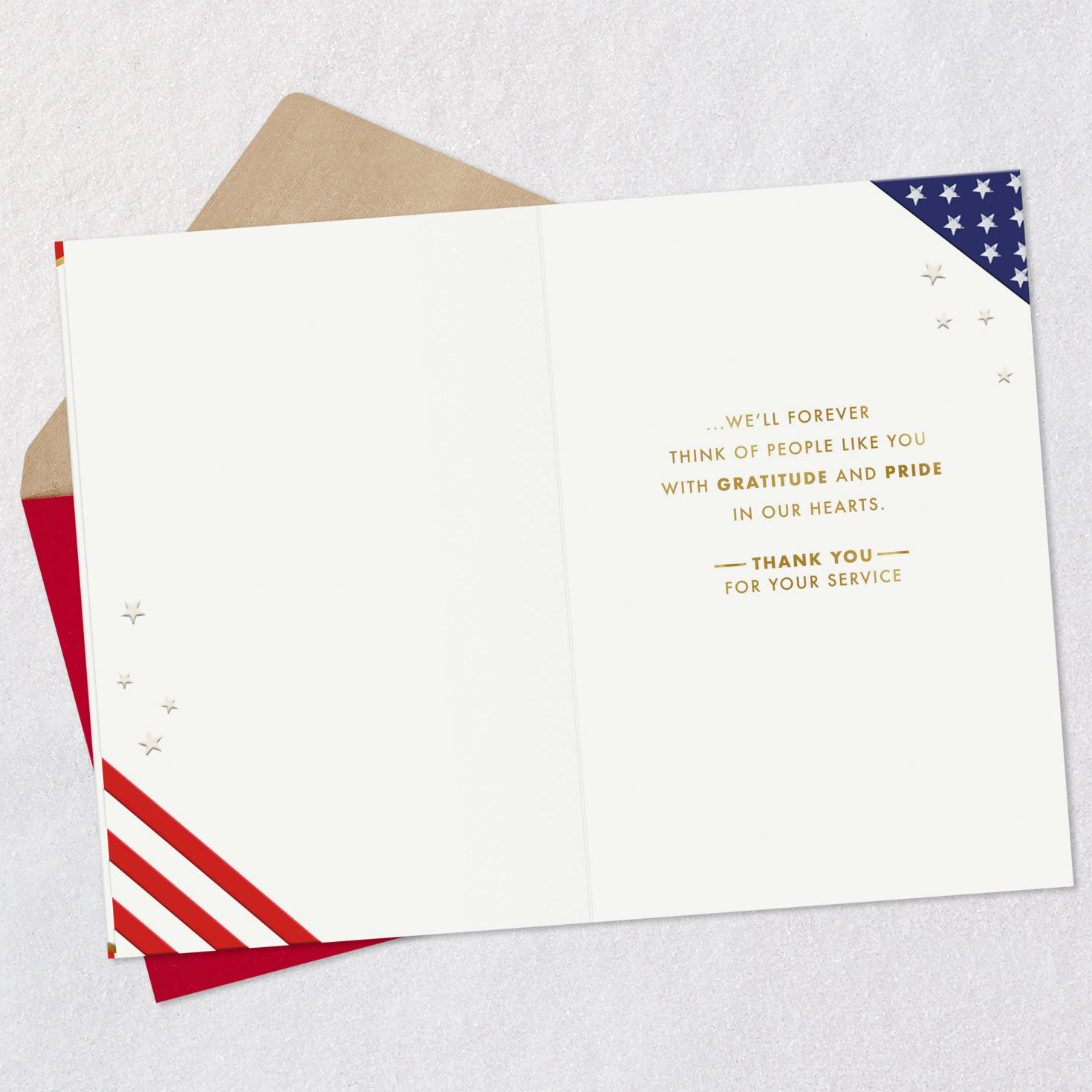 American Flag Veterans Day Card Open card with envelope image number 3