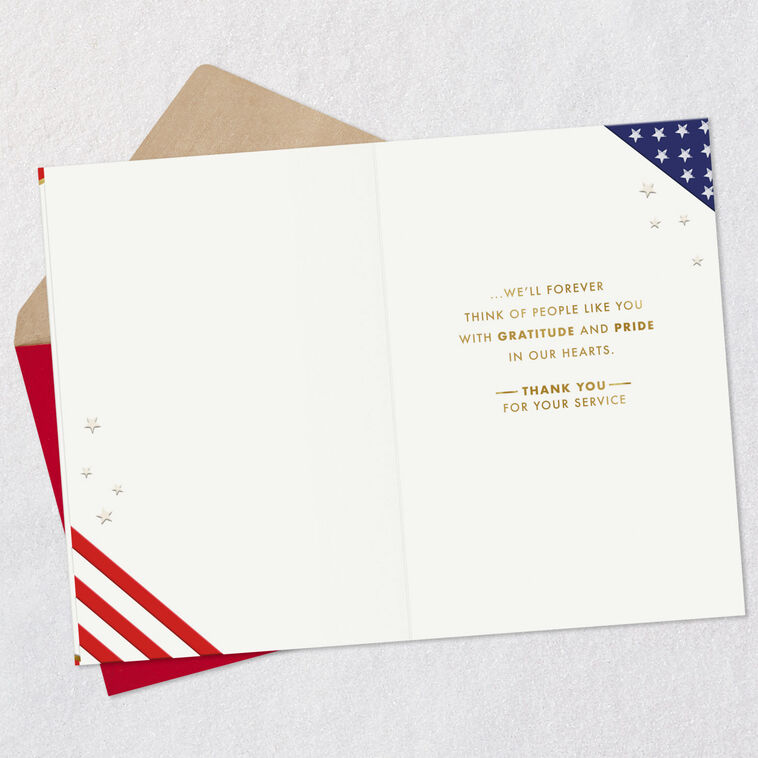 American Flag Veterans Day Card Open card with envelope image number 3