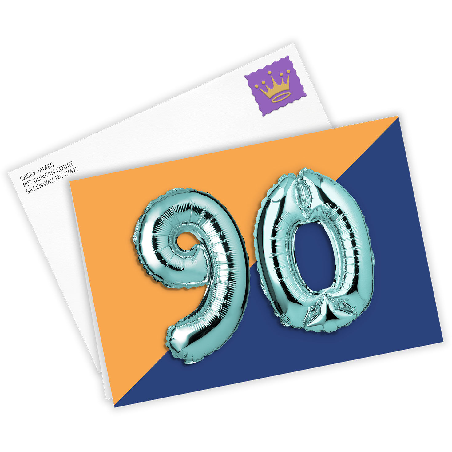 90th Balloons Custom Birthday Card, , large image number 2