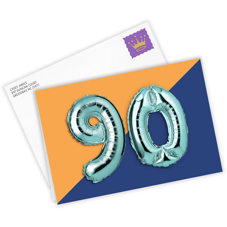 90th Balloons Custom Birthday Card, , large image number 2