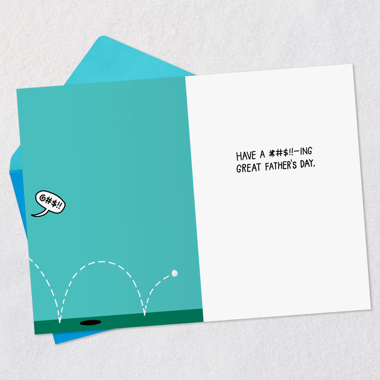 Cartoon Golfers Father's Day Card Open Card with Envelope image number 3