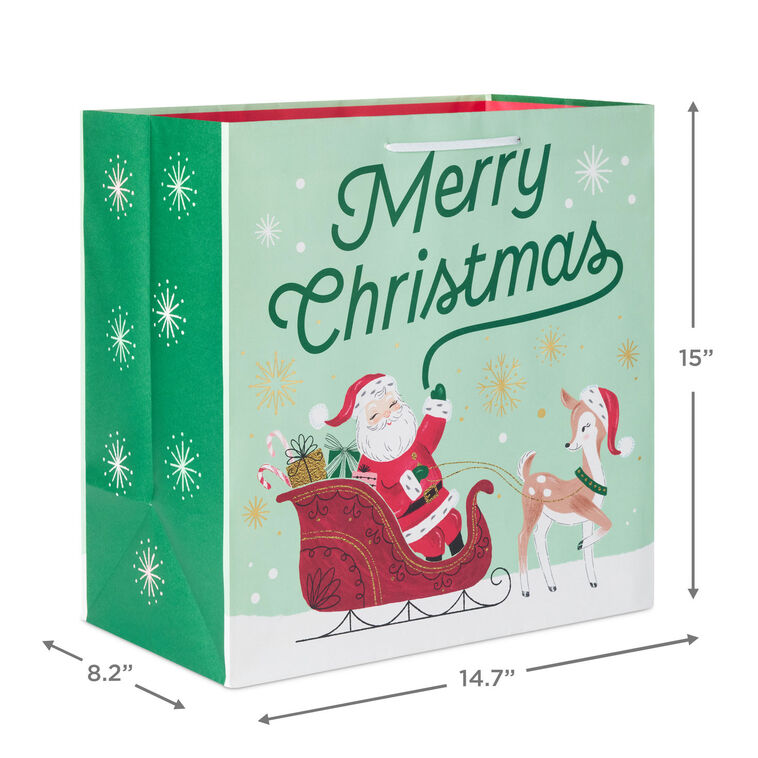Santa and Reindeer Extra-Deep Christmas Gift Bag measurement image number 3