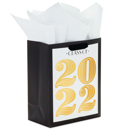 9.6" Gold Medium 2022 Graduation Gift Bag With Tissue Paper, 