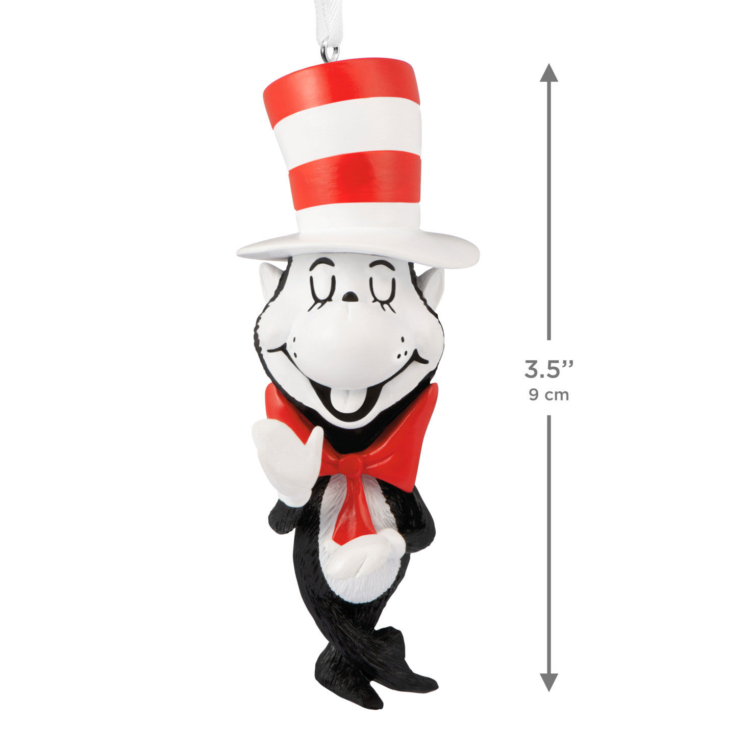 Stylized Dr. Seuss Cat in Hat Christmas Ornament measurement image number 3