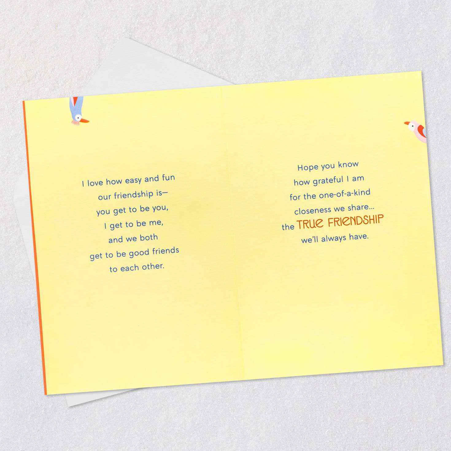 Colorful Birds on Orange Friendship Card Open card with envelope image number 4
