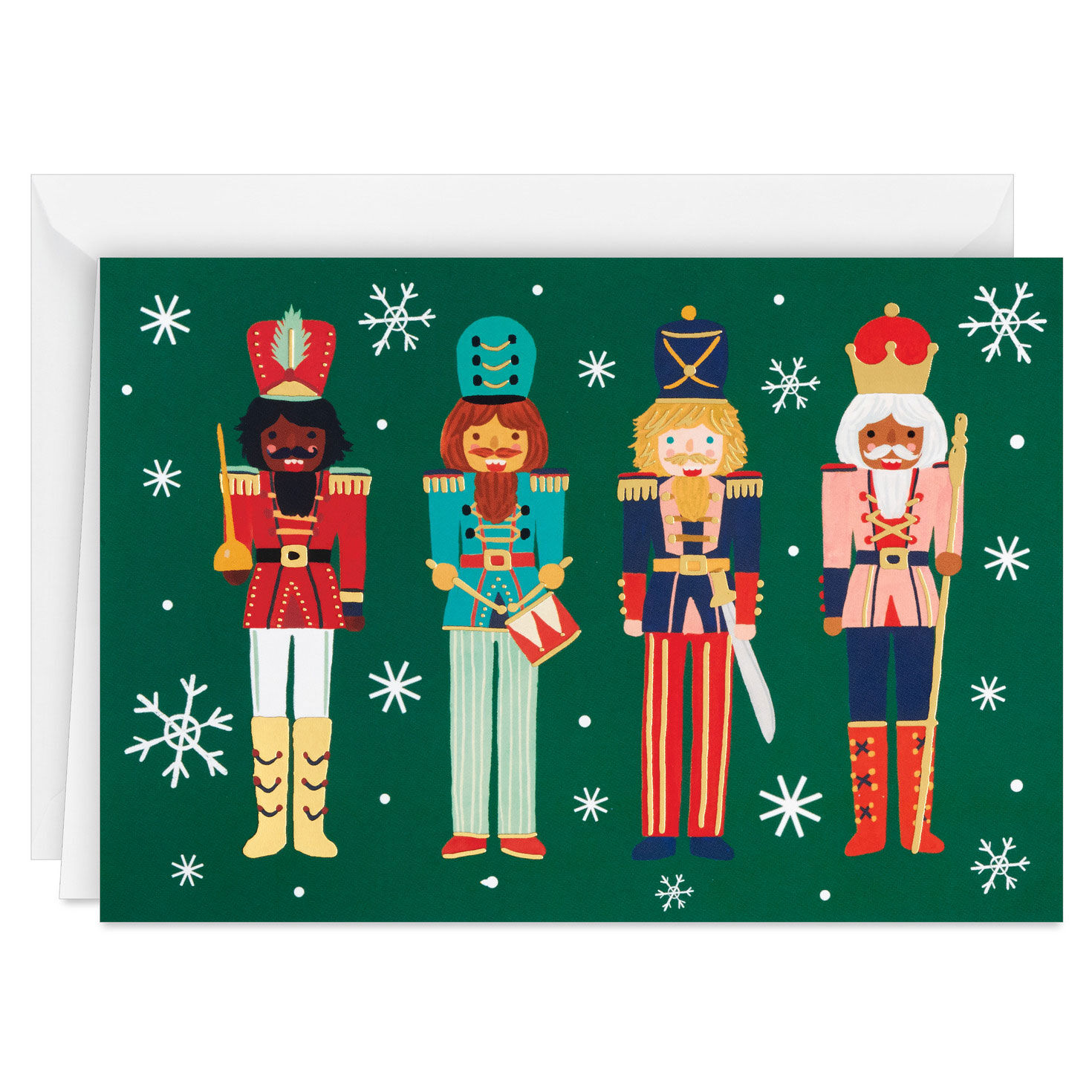 Nutcrackers on Green Boxed Christmas Cards, Pack of 16, , large image number 2