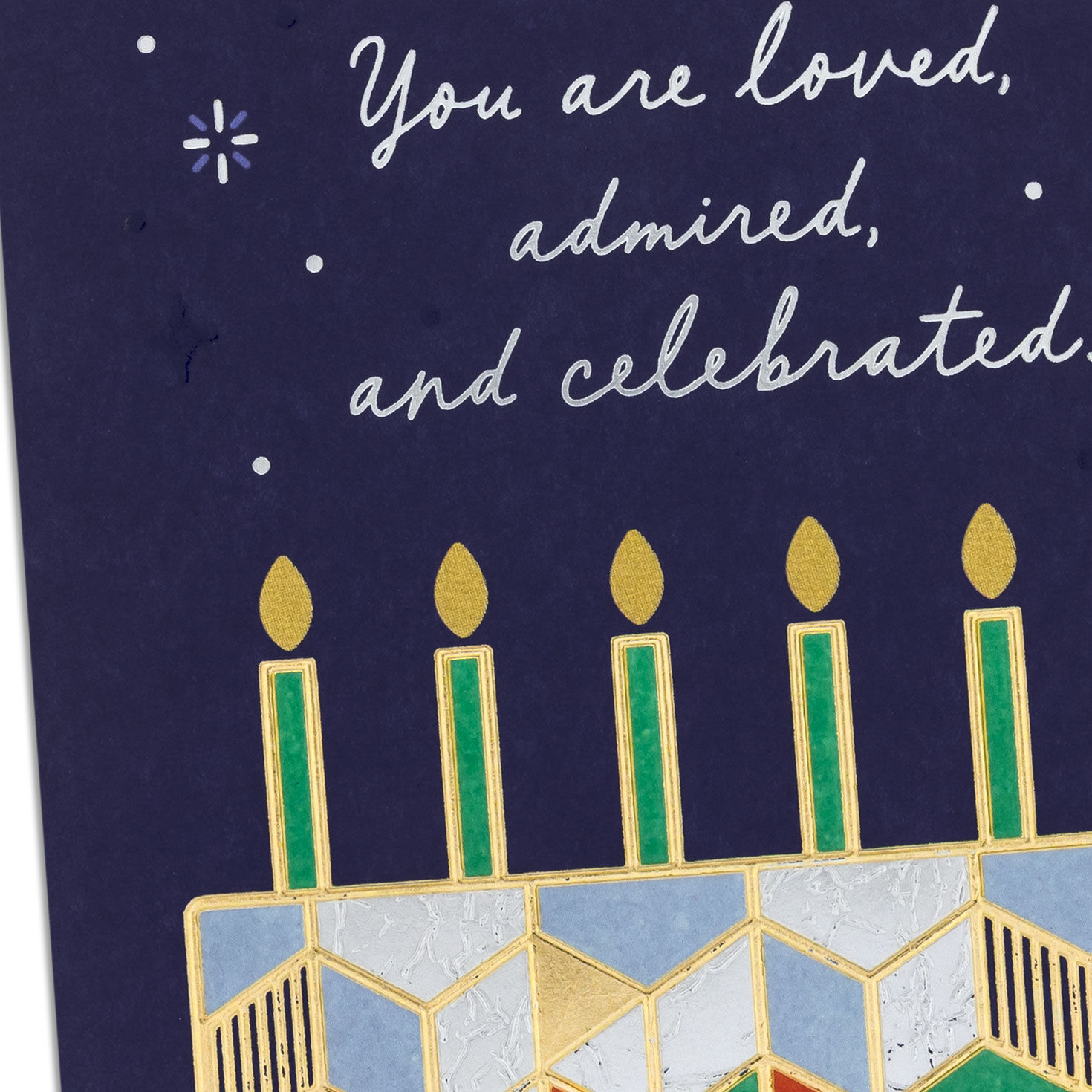 Geometric Orange and Green Cake on Navy Birthday Card Card Front Detail image number 4