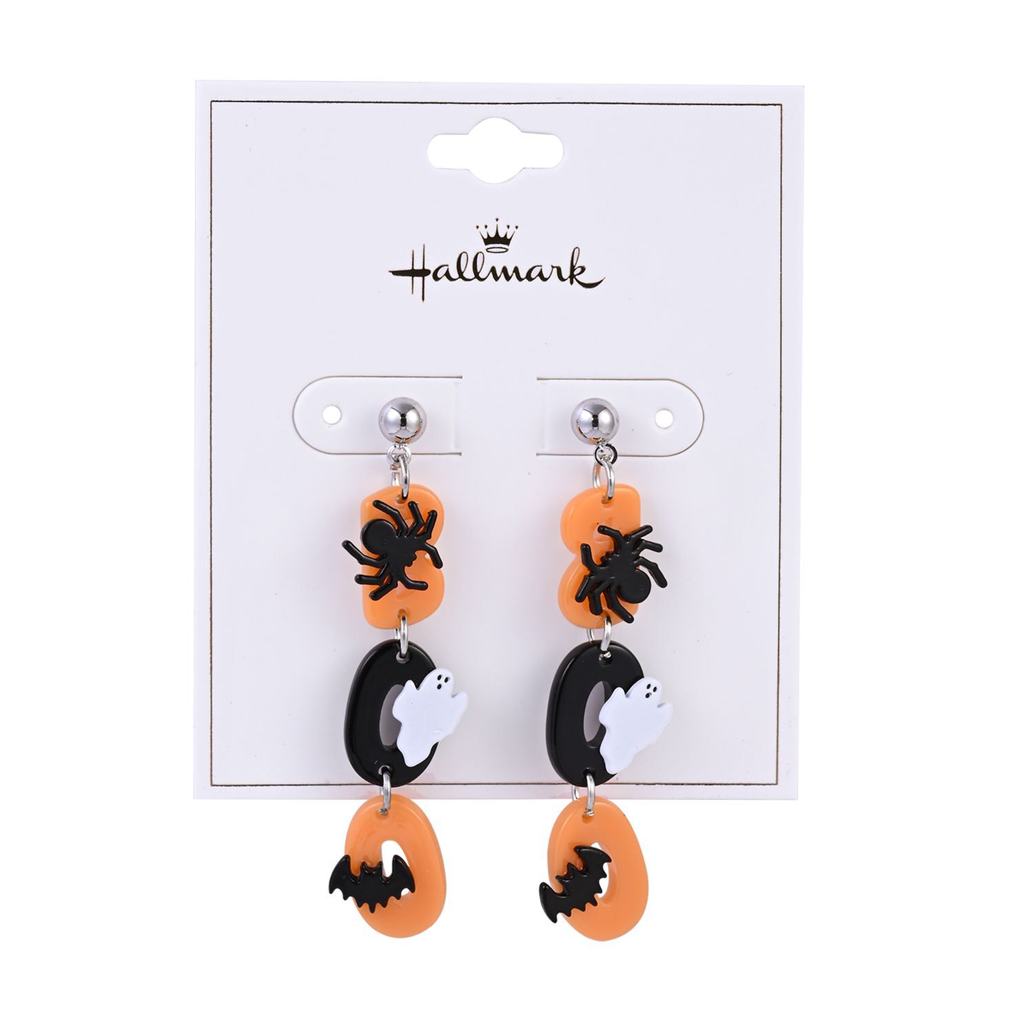 Black and Orange Boo Earrings packaf ge front image number 4