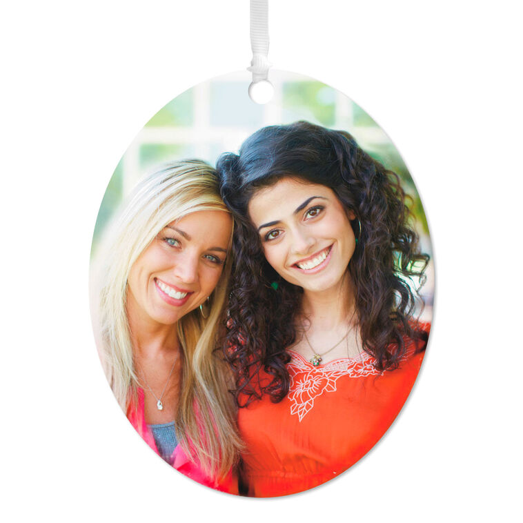Vertical Oval Metal Personalized Ornament, Custom Photo