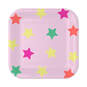 Colorful Stars on Pink Square Dessert Plates, Set of 8, , large image number 1