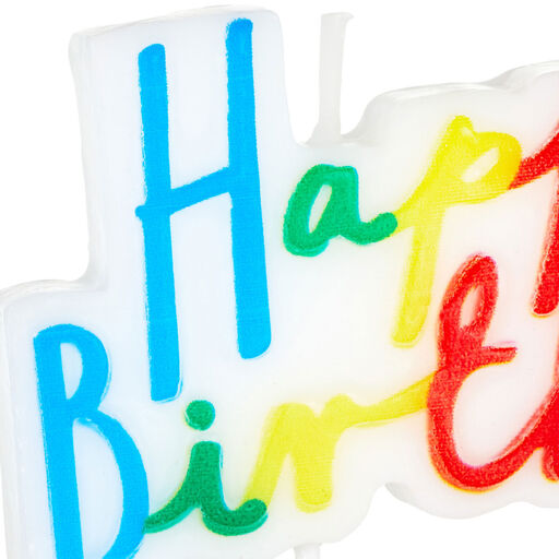 Rainbow Lettering Happy Birthday Candle, Rainbow Script