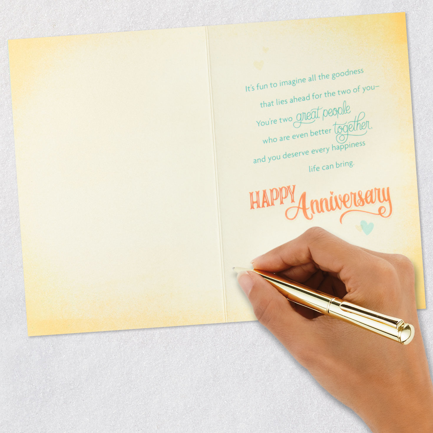 Orange and Yellow Letters with Calendar on Mint Green Anniversary Card  image number 6