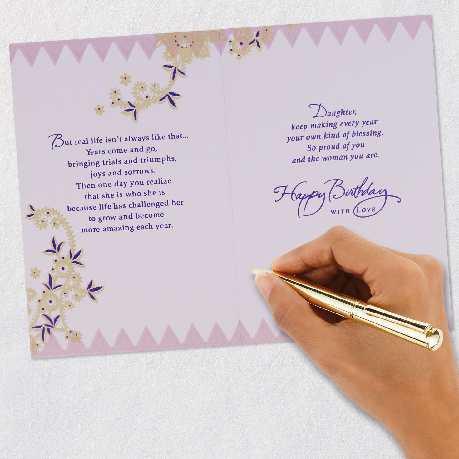 Flowers and Butterfly Birthday Card for Daughter Signing card image number 7