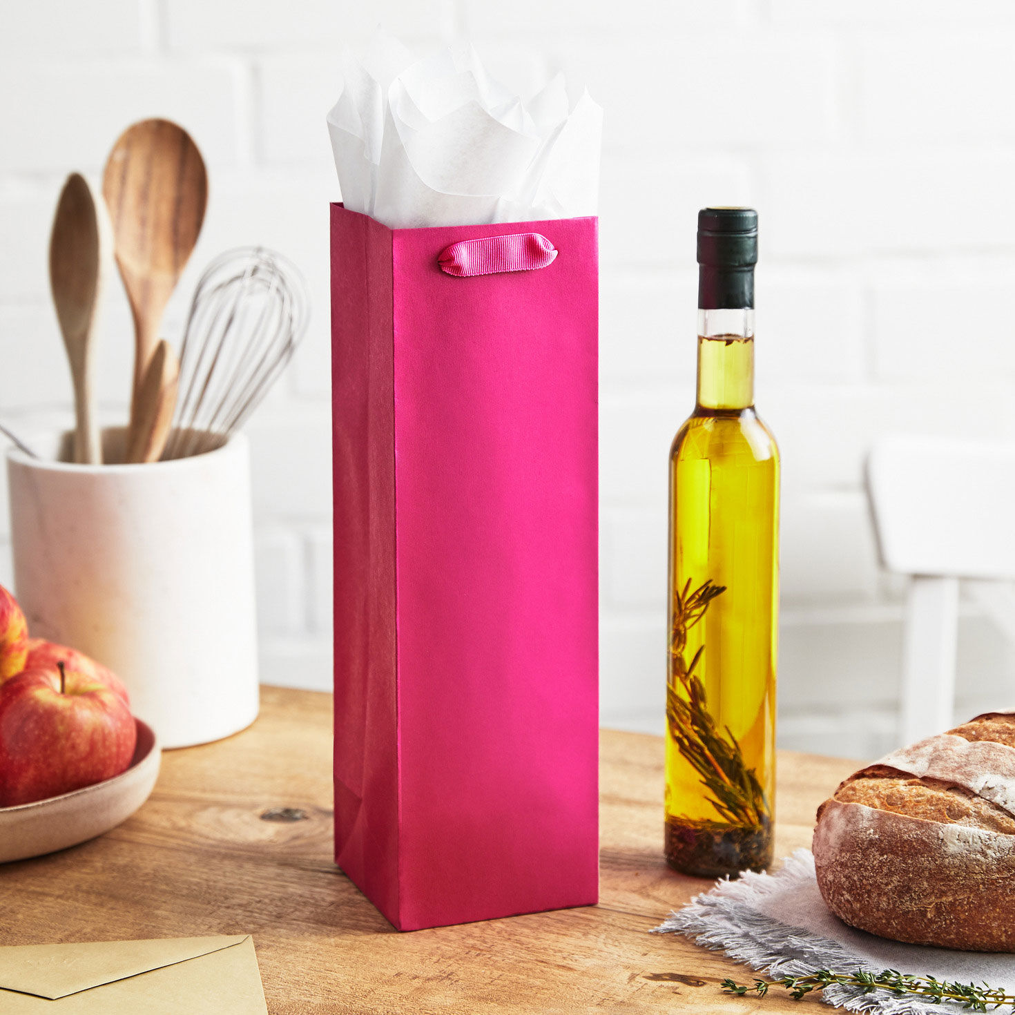 13" Hot Pink Wine Gift Bag, Hot Pink, large image number 2