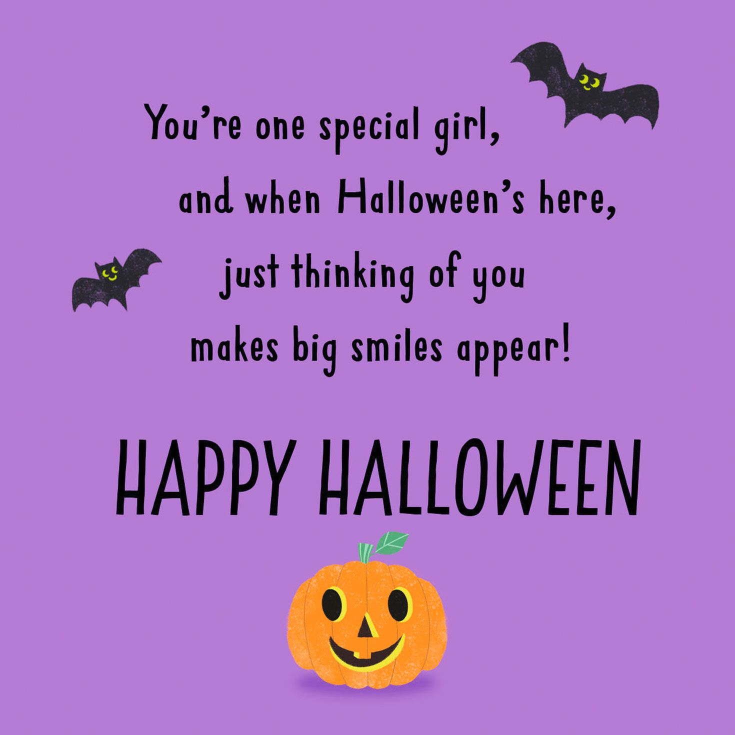 Black Cat, Pumpkins and Bats Granddaughter Halloween Card Sentiment image number 2