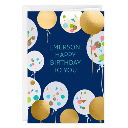 Personalized Confetti Balloons Celebration Card, 