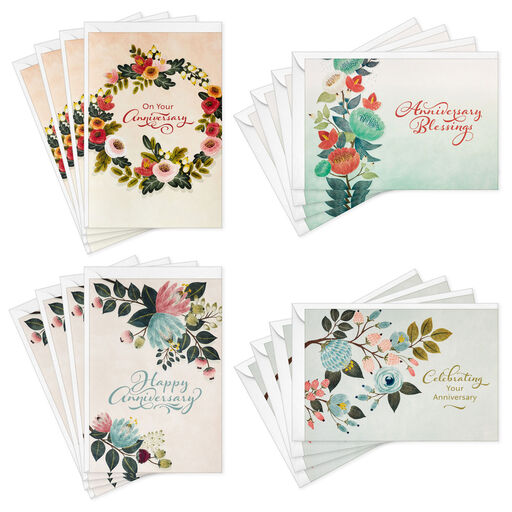 DaySpring Floral Assorted Religious Anniversary Cards, Box of 12, 