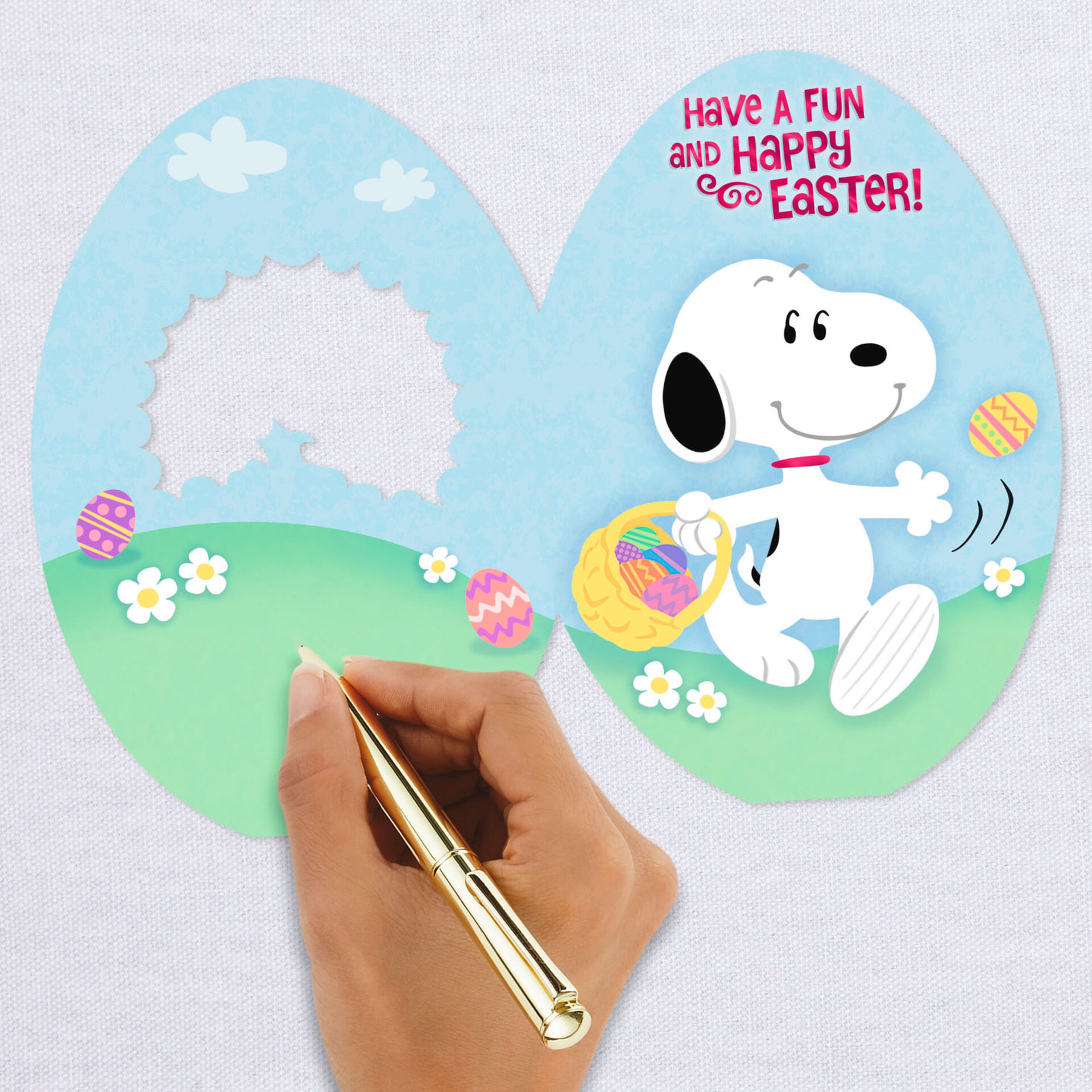 Peanuts® Snoopy and Woodstock PeekThrough Easter Egg Card Greeting Cards Hallmark