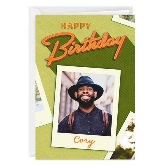 Retro Lettering Folded Birthday Photo Card