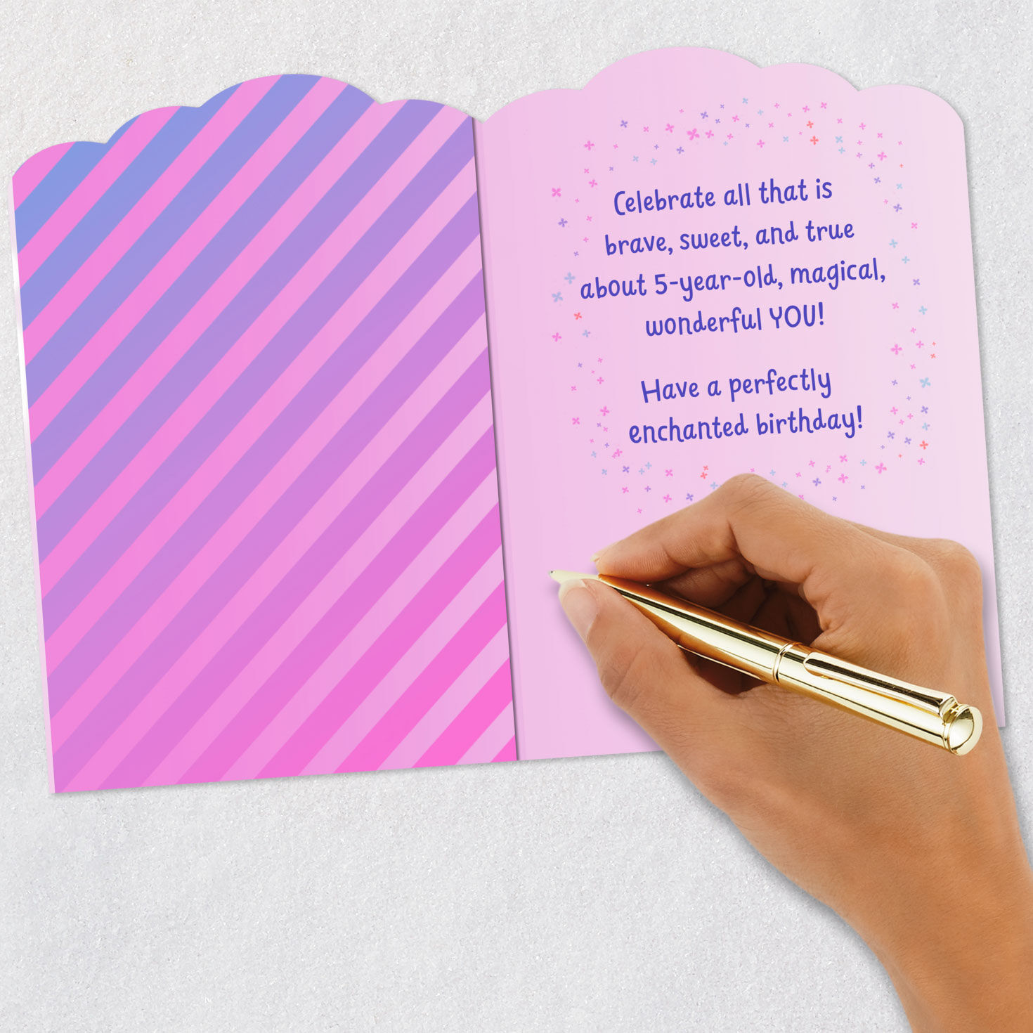 Perfectly Enchanted Pink Unicorn 5th Birthday Card signing card image number 6