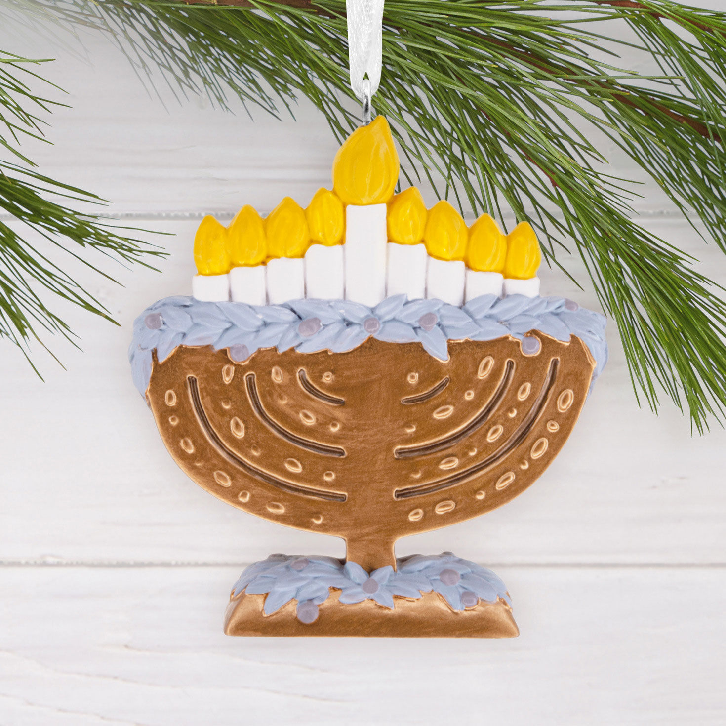 Menorah Christmas Ornament hanging on tree image number 2