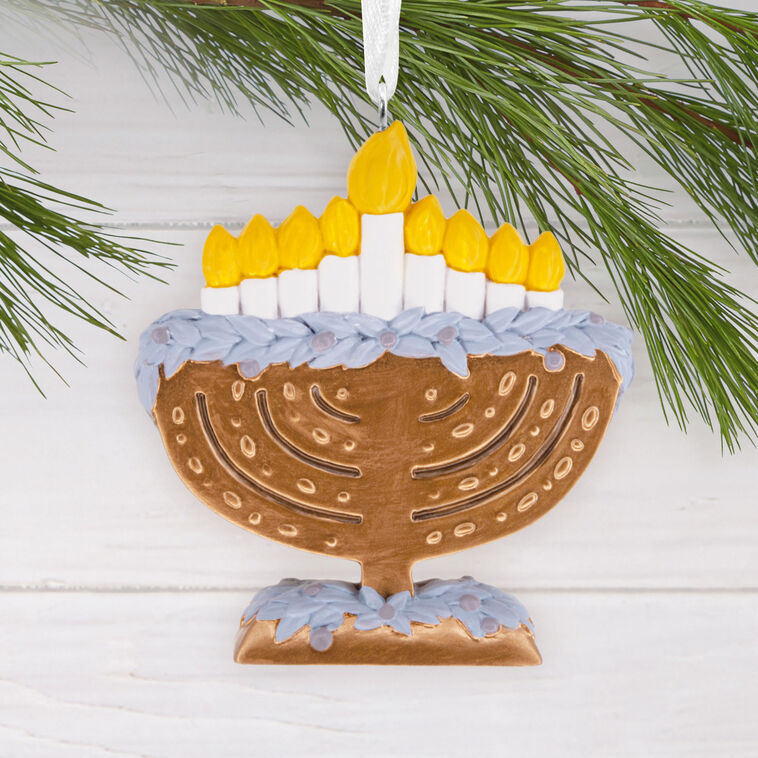 Menorah Christmas Ornament hanging on tree image number 2