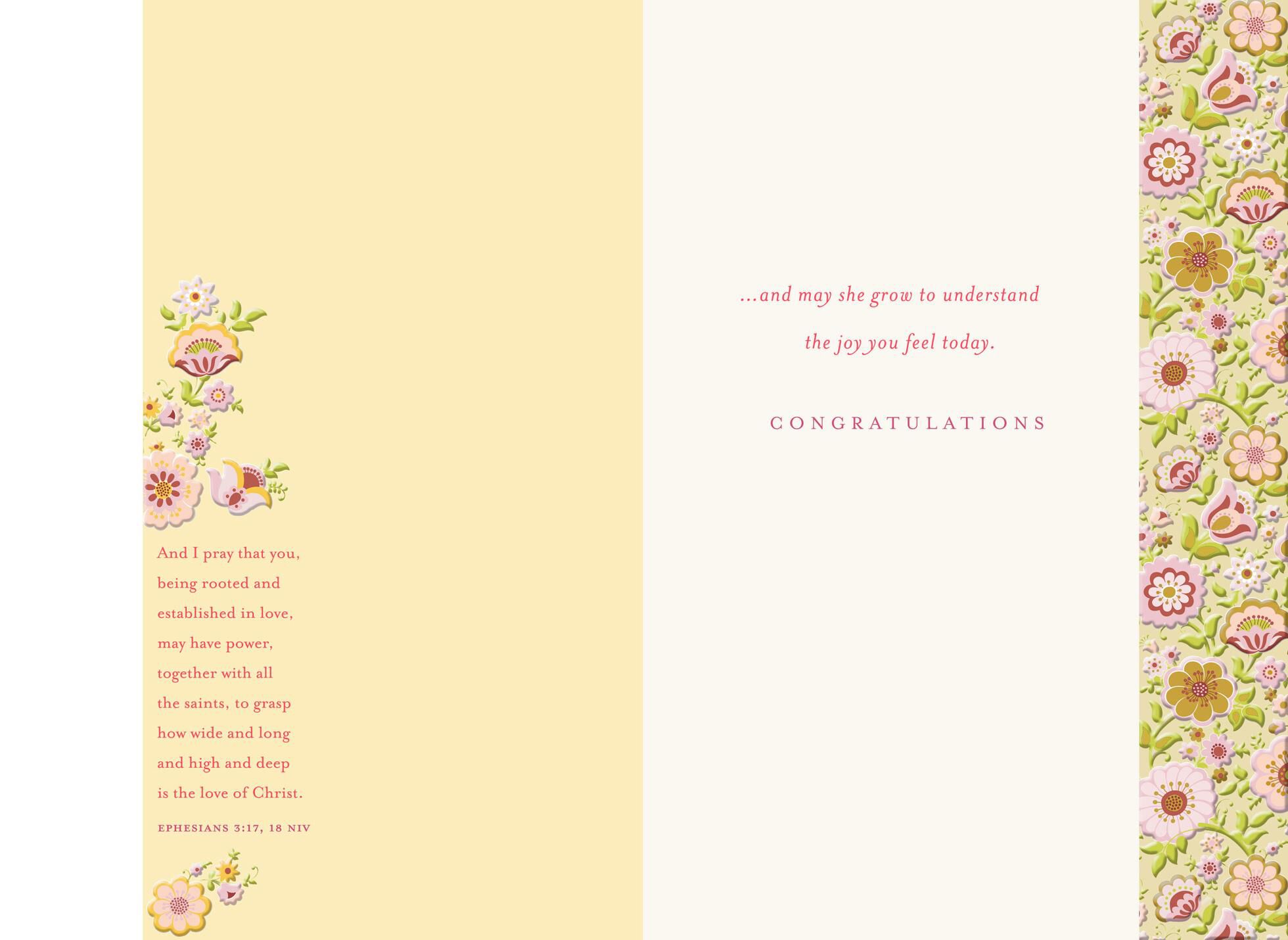 Dove With Gold Cross Baby Girl Baptism Card
