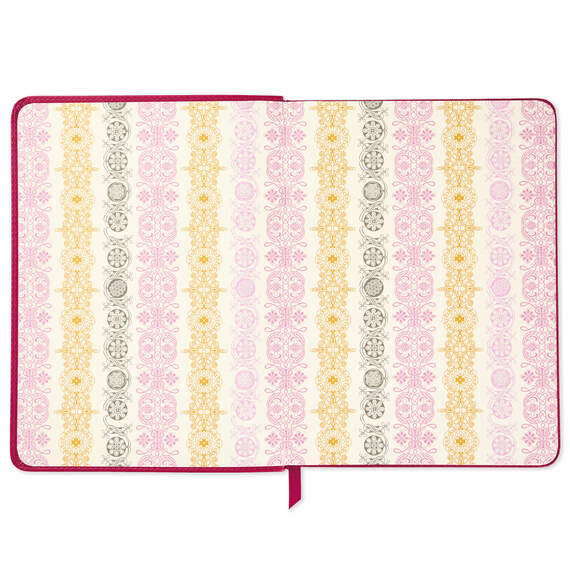 Embossed Border Fuchsia Faux Leather Notebook, , large image number 3