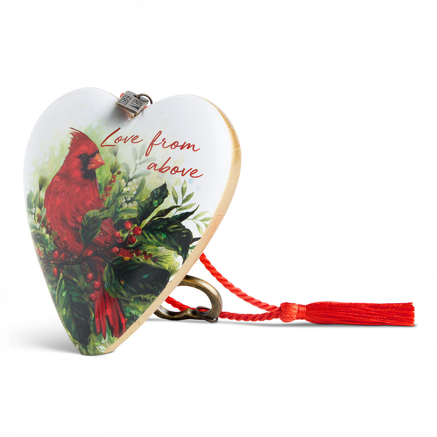 Red Bird Heart Sculpture With Hanging Tassel side image number 2